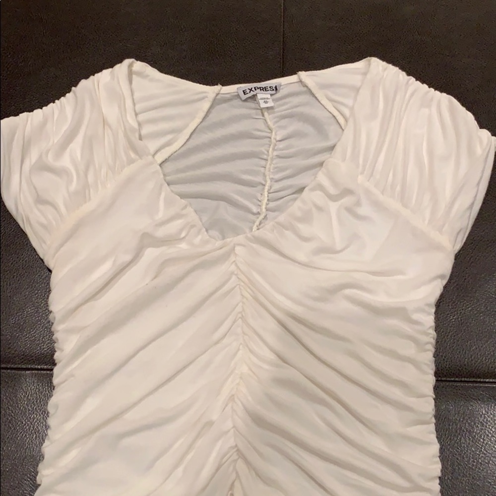 Express Ruched Top in Creamy White Jersey XS - Picture 2 of 6